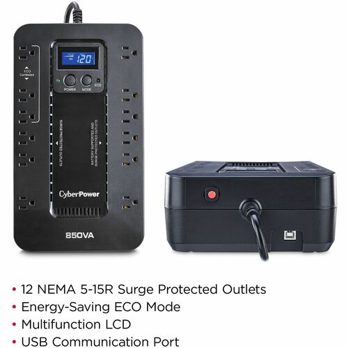 Cyber Power CyberPower UPS Systems EC850LCD Ecologic -  Capacity: 850