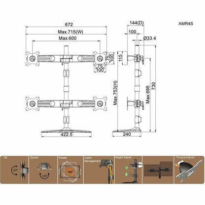 Support de bureau Amer Mounts pour écran plat