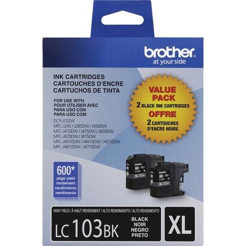 Lot de 2 cartouches d'encre noire à haut rendement pour imprimantes MFC-J285DW et MFC-J47