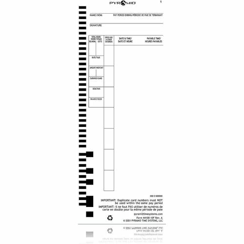 Cartes de pointage Pyramid anglais/français (paquet de 100) - 110 lb (49 895,16 g) - Recto verso S