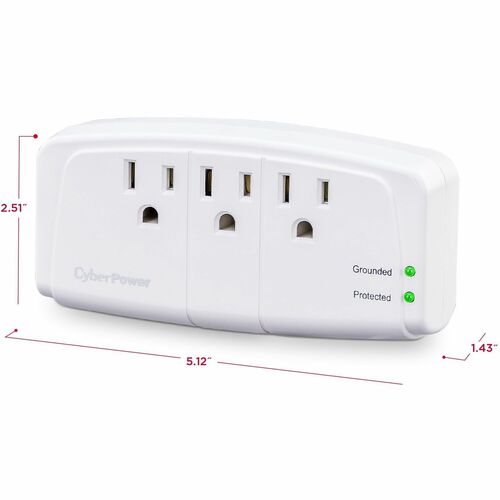 Cyber Power CyberPower CSB300W Essential 3-Outlets Surge Suppressor Wall Tap Plug