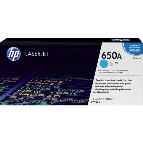 Cartouche de toner laser HP 650A d'origine - Cyan - 1 paquet - 150