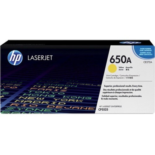 Cartouche de toner laser HP 650A d'origine - Jaune - 1 paquet - 1