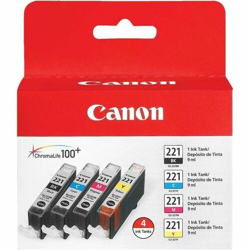 Cartouche d'encre jet d'encre Canon CLI-221 - Noir, jaune, cyan, ma