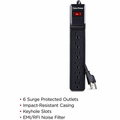 Cyber Power CyberPower CSB604 Essential 6-Outlets Surge Suppressor wit