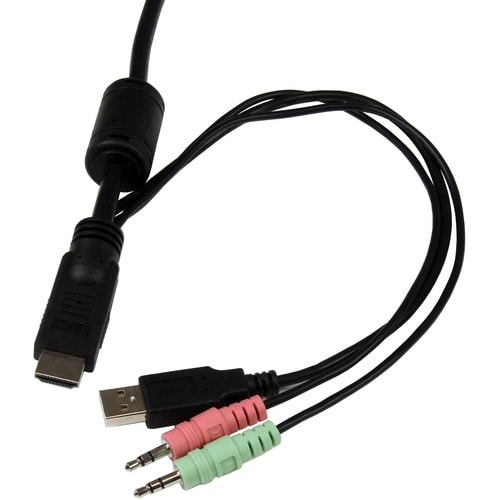 CONMUTADOR KVM CON CABLE HDMI USB DE 2 PUERTOS CON INTERRUPTOR REMOTO DE AUDIO ALIMENTADO POR USB