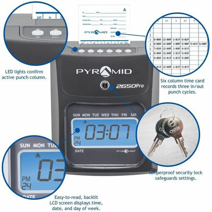 Horloge à alignement automatique Pyramid 2650 Pro - Nouveau modèle - Perforatrice/tamponneuse, mise à niveau