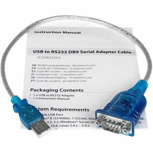 1PORT 9PIN DB9 TO 4PIN USB A M/M SERIAL ADAPTER CABLE