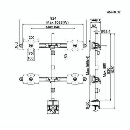 Amer Mounts Clamp Mount for Flat Panel Display, LC