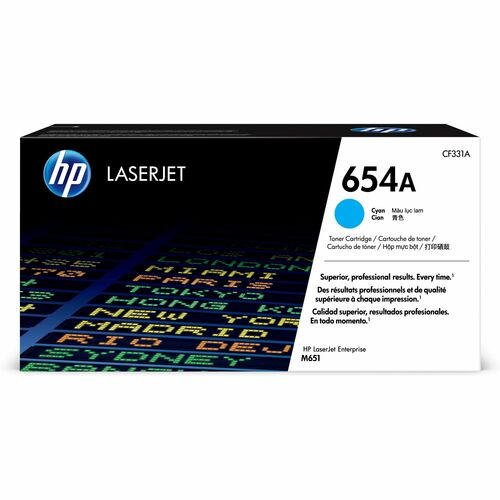 Cartouche de toner laser d'origine HP 654A (CF331A) - Paquet unitaire