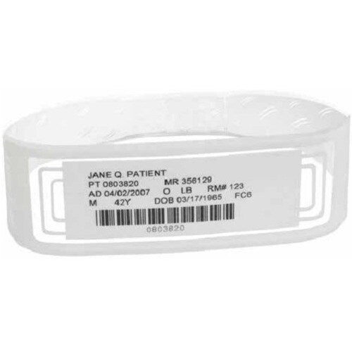 Zebra OmniBand Wristband - 10" (254 mm) Length - White - Pol