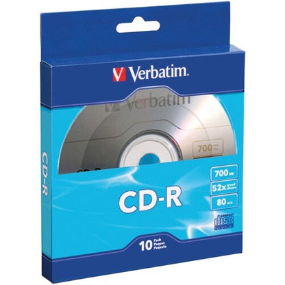 CD-R Verbatim 700 Mo 52X avec surface de marque - Boîte de 10 disques en vrac