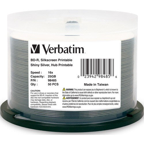 Verbatim BD-R 25 Go 6X Argent brillant sérigraphiable, Hu