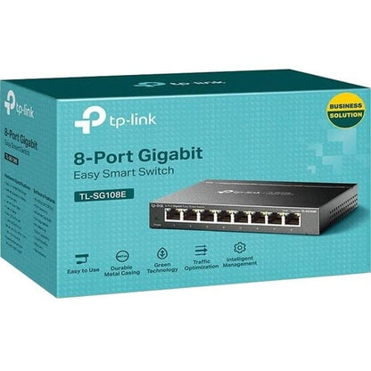Interruptor inteligente fácil de usar, 8 puertos GB, gestión web, 10/100/1000 RJ45