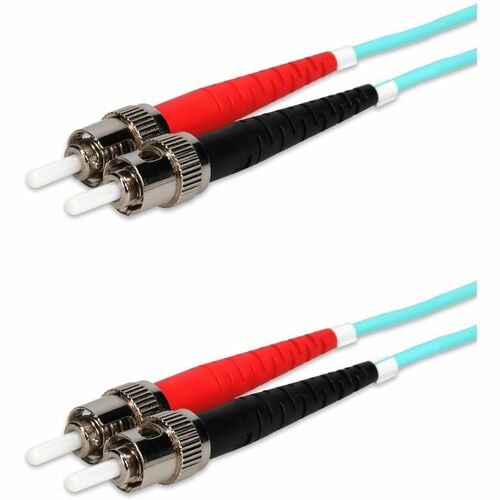 Câble de raccordement fibre optique AddOn 20 m ST vers ST Aqua OM4 Duplex OFNR (Riser-Rated) - 65,6 f