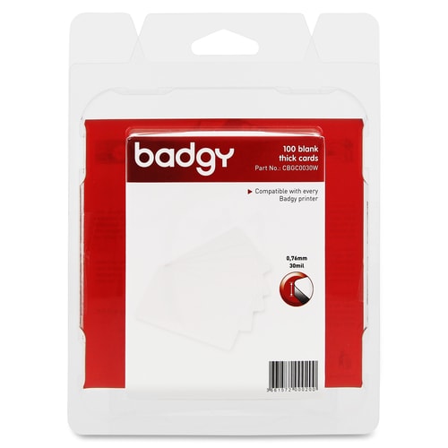 Cartes BADGY 30 MIL d'épaisseur 30 MIL - 0,76 MM - 100 cartes
