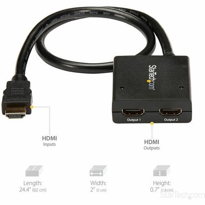 DIVISOR DE VIDEO HDMI DE 2 PUERTOS 4K ALIMENTADO POR USB O ADAPTADOR DE CORRIENTE