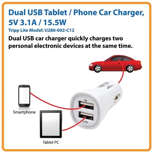 Tripp Lite by Eaton Dual USB Tablet / Phone Car Charger