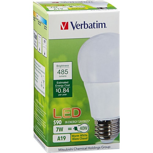 Verbatim A19 3000K, 485lm LED Lamp - 7 W
