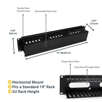 2U COVERED CABLE DUCT HORIZONTAL CABLE ORGANIZER