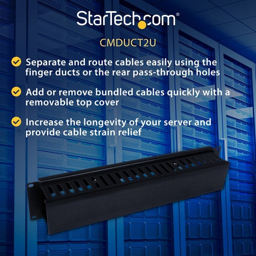 2U COVERED CABLE DUCT HORIZONTAL CABLE ORGANIZER