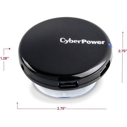 Hub USB 3.0 ultra-rapide CyberPower CPH430PB avec 4 ports et chargeur secteur 3,6 A - Noir - USB