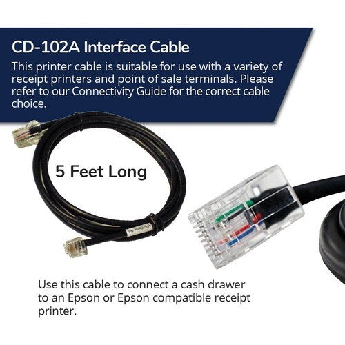 apg Printer Interface Cable | CD-102A Cable for Cash Drawer to Printer | 1 x RJ-