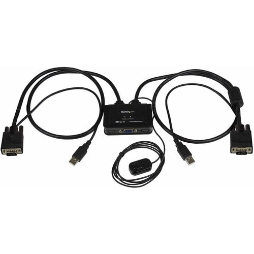 CABLE KVM DE 2 PUERTOS CON VGA, USB Y BOTÓN DE INTERRUPTOR REMOTO