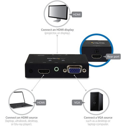 StarTech.com 2x1 HDMI + VGA to HDMI Converter Switch w/ Automatic and Priority Switching