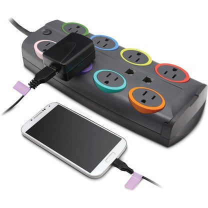 Kensington SmartSockets Color-Coded Eight-Outlet Adapter Model Surge P