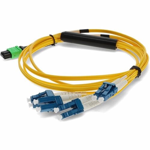 Câble patch jaune AddOn 10 m MPO vers 4xLC Duplex Fanout SMF pour Juniper