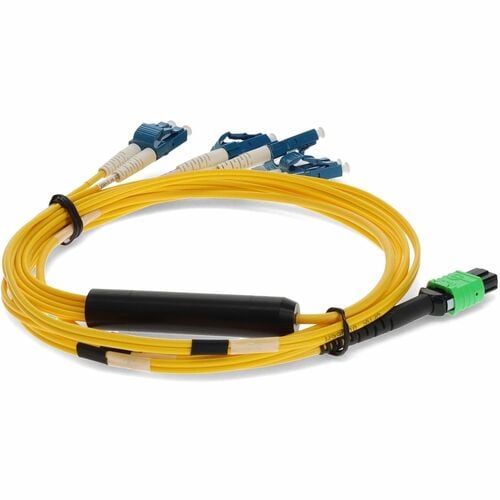 AddOn 10m MPO to 4xLC Duplex Fanout SMF Yellow Patch Cable For Juniper