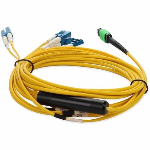 AddOn 3m MPO to 4xLC Duplex Fanout SMF Yellow Patch Cable For Juniper - 100% app