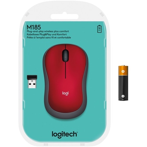 Logitech M185 Wireless Mouse, 2.4GHz with USB Mini Receiver, 12-Month
