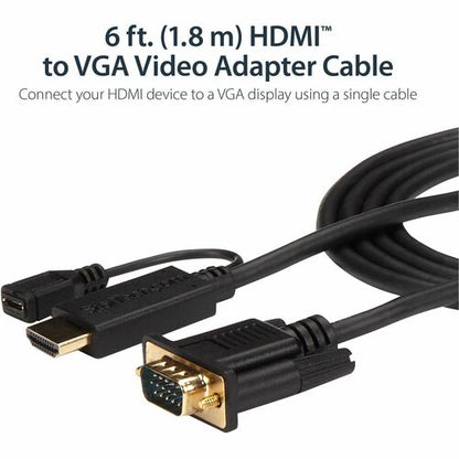 StarTech.com HDMI to VGA Cable - 6 ft / 2m - 1080p - 1920 x 1200 - Active HDMI Cable - Mon