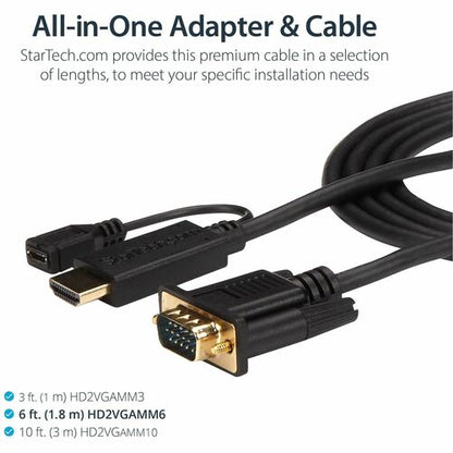 StarTech.com HDMI to VGA Cable - 6 ft / 2m - 1080p - 1920 x 1200 - Active HDMI Cable - Mon