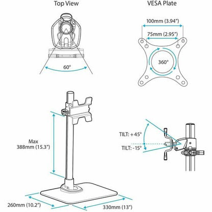 StarTech.com Single Monitor Stand, For up to 34" (