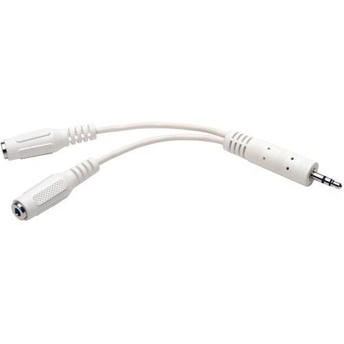 Tripp Lite 6in Mini Stereo Cable Adapter Y Splitter 3.5mm M to 2xF White 6\" - 6\" (152.40