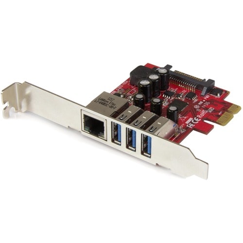 Tarjeta PCI Express USB 3.0 de 3 puertos StarTech.com + Gigabit Ethernet - 5 Gbps