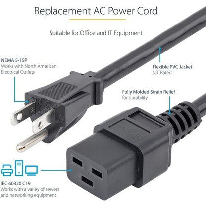 StarTech.com 10ft (3m) Heavy Duty Power Cord