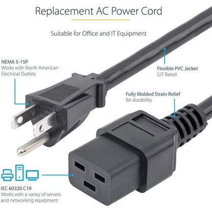 StarTech.com 3ft (1m) Heavy Duty Power Cord