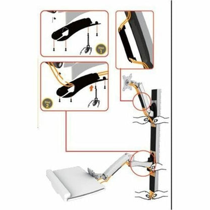 Soporte de pared con riel de brazo doble Amer Mounts (pantalla y