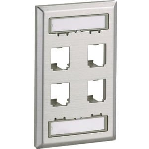 Plaque frontale Panduit CFPL4SY - 4 prises - 1 groupe - Acier inoxydable - Sta