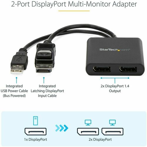 StarTech.com Dual-Monitor DisplayPort 1.2 Splitter, DisplayPort to 2x DP Multi