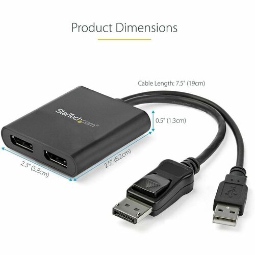 StarTech.com Dual-Monitor DisplayPort 1.2 Splitter, DisplayPort to 2x DP Multi