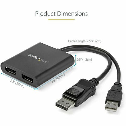 StarTech.com Dual-Monitor DisplayPort 1.2 Splitter, DisplayPort to 2x DP Multi