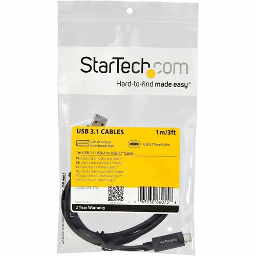 StarTech.com 3 ft 1m USB to USB C Cable - USB 3.1 (10Gpbs) - USB-IF Certified -