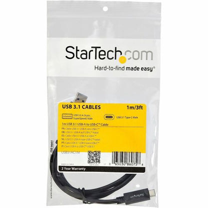 StarTech.com 3 ft 1m USB to USB C Cable - USB 3.1 (10Gpbs) - USB-IF Certified -