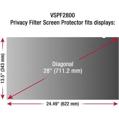 Filtre de confidentialité ViewSonic - Pour écran large 28"