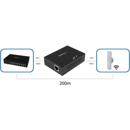 EXTENSOR DE ALCANCE POE+ DE 330 PIES REPETIDOR DE ALIMENTACIÓN POR ETHERNET GIG